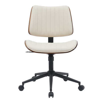 Καρέκλα Γραφείου Εργασίας Amani Μπεζ PU-Καρυδί Plywood 52x54x90.5