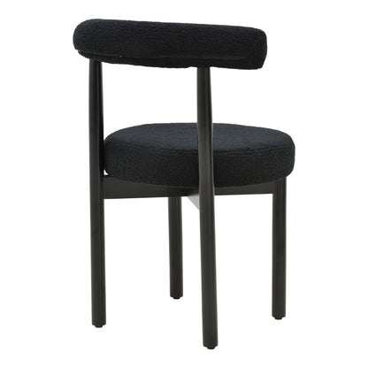 Καρέκλα Fenza Μαύρο Μπουκλέ Ύφασμα-Πόδι Ξύλο Οξιάς σε Μαύρη Απόχρωση 60x54x75