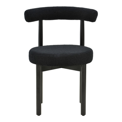 Καρέκλα Fenza Μαύρο Μπουκλέ Ύφασμα-Πόδι Ξύλο Οξιάς σε Μαύρη Απόχρωση 60x54x75