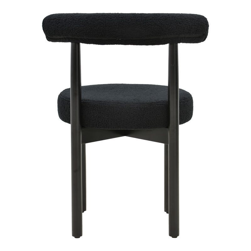 Καρέκλα Fenza Μαύρο Μπουκλέ Ύφασμα-Πόδι Ξύλο Οξιάς σε Μαύρη Απόχρωση 60x54x75