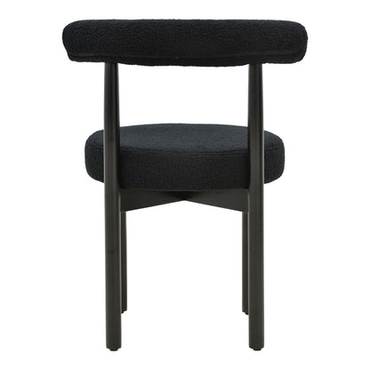 Καρέκλα Fenza Μαύρο Μπουκλέ Ύφασμα-Πόδι Ξύλο Οξιάς σε Μαύρη Απόχρωση 60x54x75