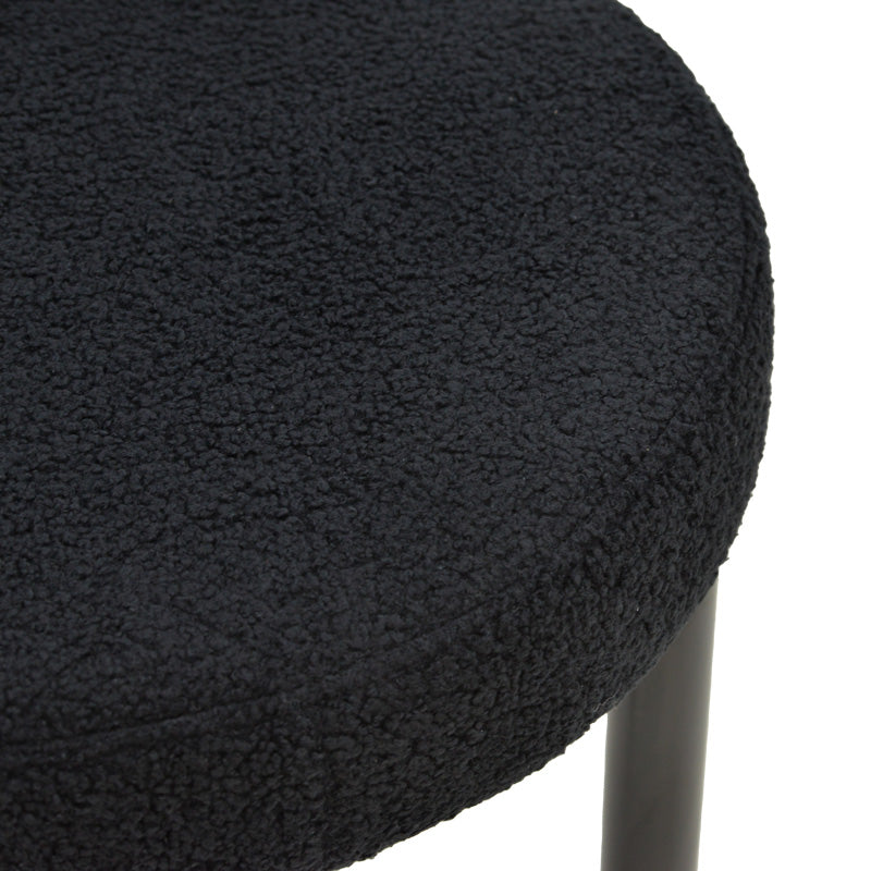 Καρέκλα Fenza Μαύρο Μπουκλέ Ύφασμα-Πόδι Ξύλο Οξιάς σε Μαύρη Απόχρωση 60x54x75