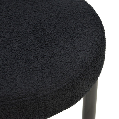 Καρέκλα Fenza Μαύρο Μπουκλέ Ύφασμα-Πόδι Ξύλο Οξιάς σε Μαύρη Απόχρωση 60x54x75