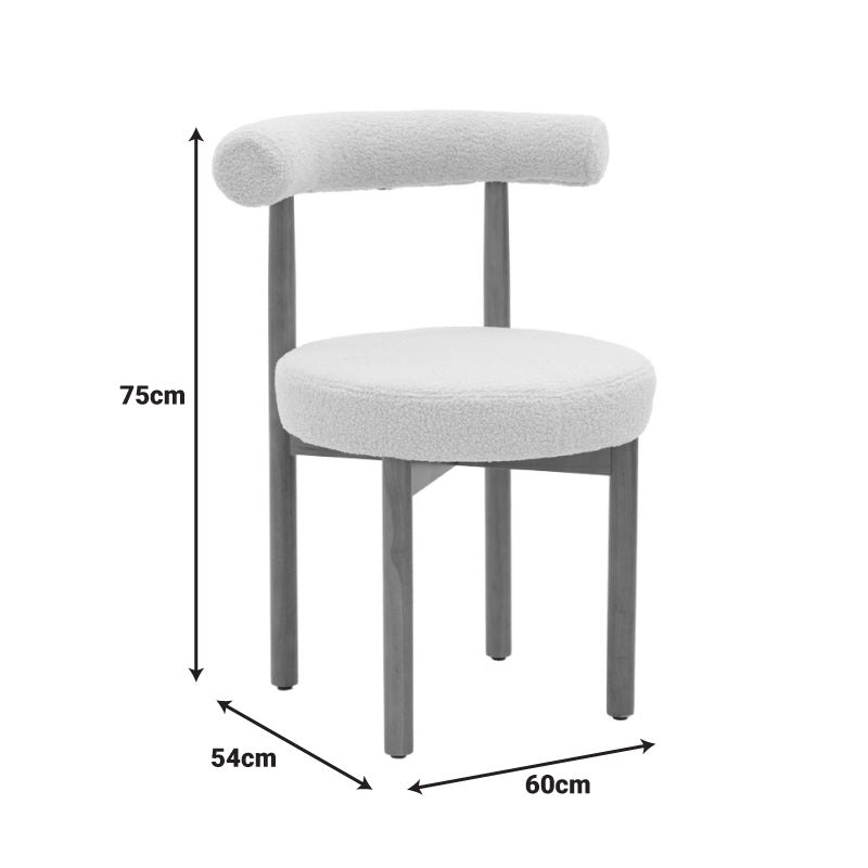 Καρέκλα Fenza Μαύρο Μπουκλέ Ύφασμα-Πόδι Ξύλο Οξιάς σε Μαύρη Απόχρωση 60x54x75