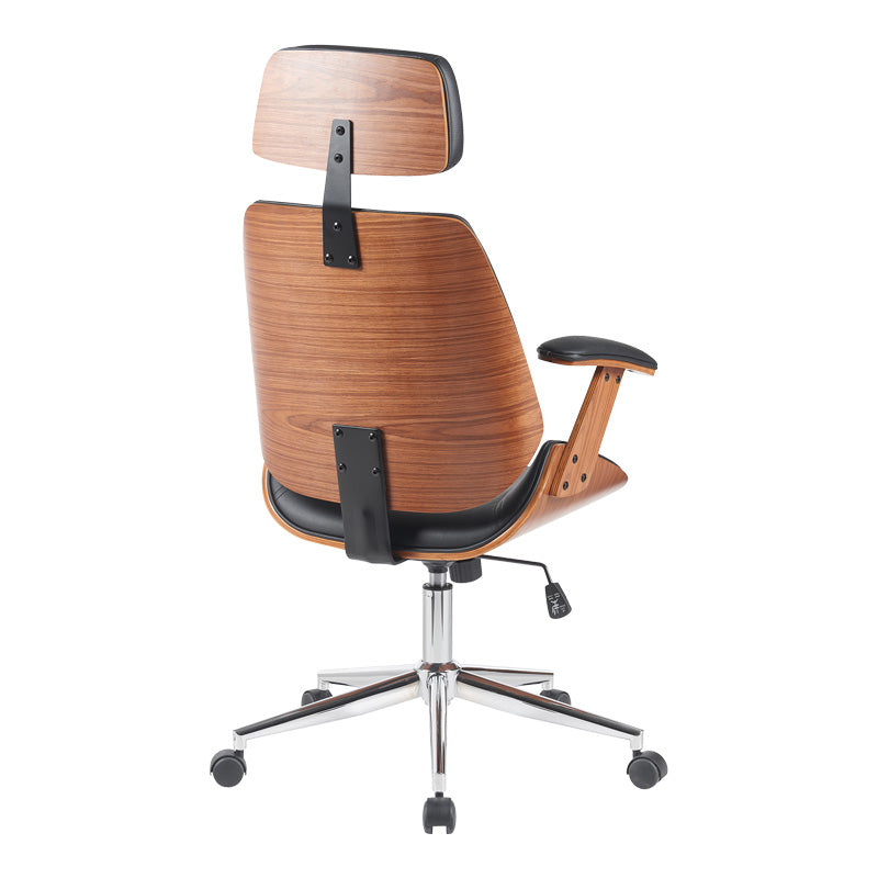 Καρέκλα Γραφείου Διευθυντή Fetseno Μαύρο PU-Βάση Χρωμίου 53x56x113.5-123.5