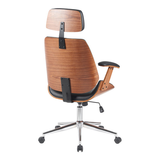 Καρέκλα Γραφείου Διευθυντή Fetseno Μαύρο PU-Βάση Χρωμίου 53x56x113.5-123.5