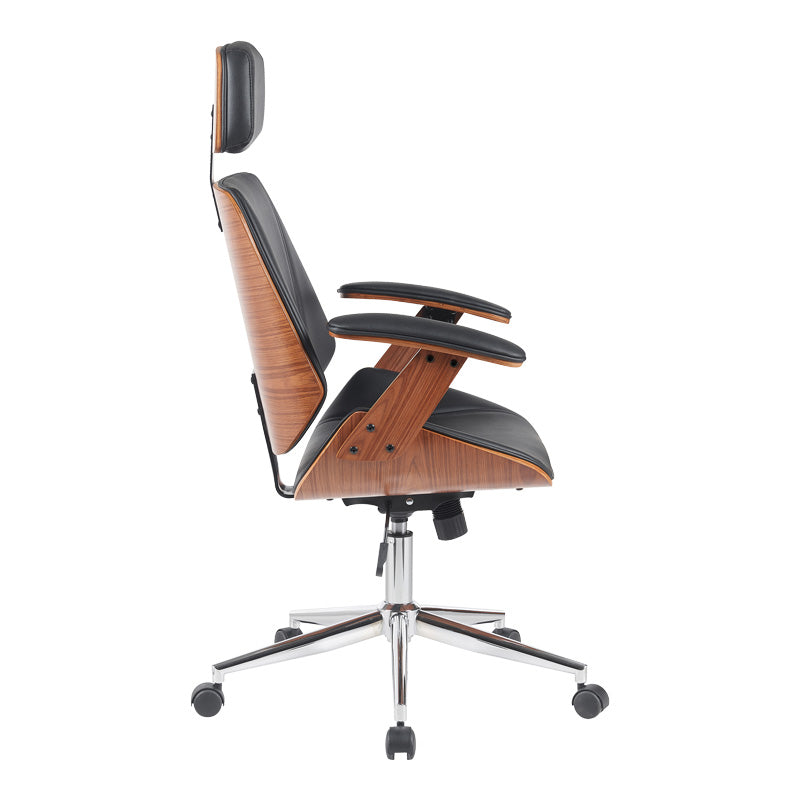 Καρέκλα Γραφείου Διευθυντή Fetseno Μαύρο PU-Βάση Χρωμίου 53x56x113.5-123.5