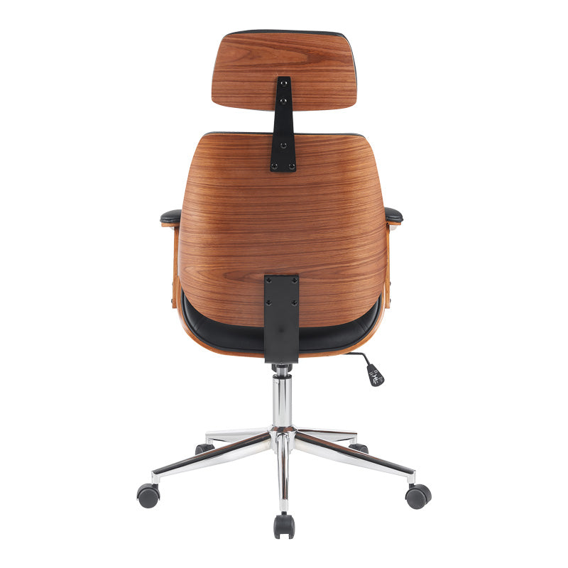 Καρέκλα Γραφείου Διευθυντή Fetseno Μαύρο PU-Βάση Χρωμίου 53x56x113.5-123.5