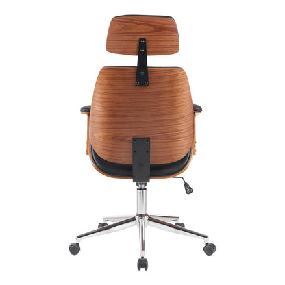 Καρέκλα Γραφείου Διευθυντή Fetseno Μαύρο PU-Βάση Χρωμίου 53x56x113.5-123.5