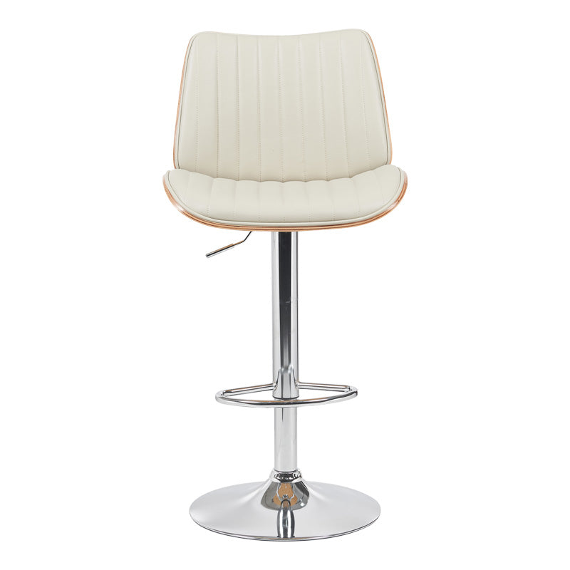 Σκαμπό Μπαρ Amani Μπεζ PU-Βάση Χρωμίου 50.5x54x87.5-107.5