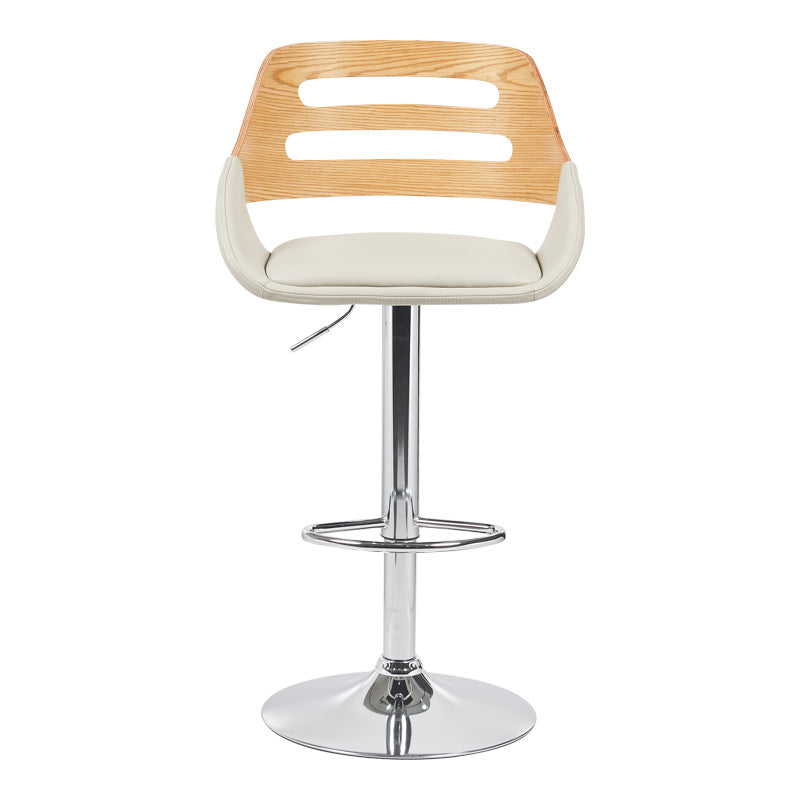 Σκαμπό Μπαρ Fern Πτυσσόμενο Μπεζ PU - Ξύλο Γκρι - Μέταλλο Χρωμίου 50x48.5x89-110.5