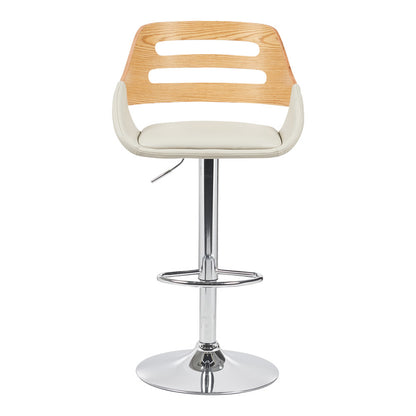 Σκαμπό Μπαρ Fern Πτυσσόμενο Μπεζ PU - Ξύλο Γκρι - Μέταλλο Χρωμίου 50x48.5x89-110.5