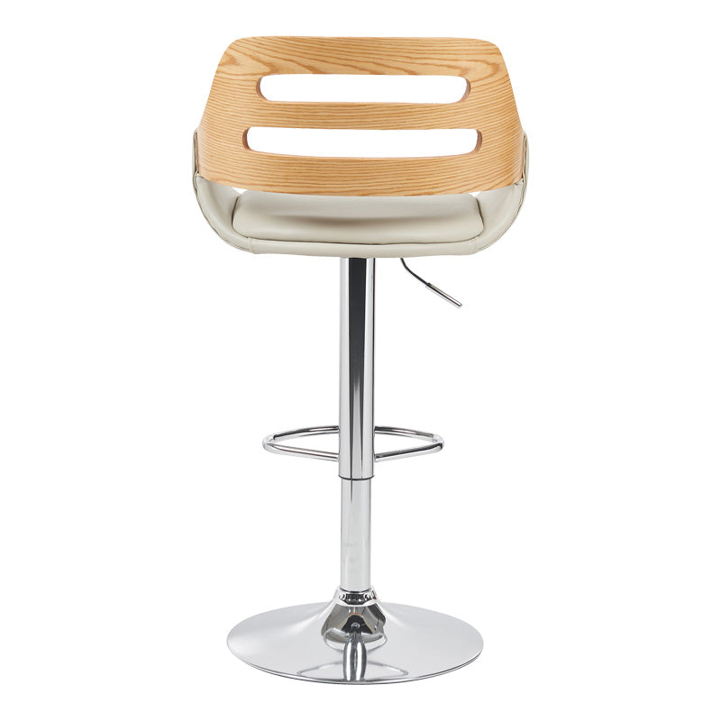 Σκαμπό Μπαρ Fern Πτυσσόμενο Μπεζ PU - Ξύλο Γκρι - Μέταλλο Χρωμίου 50x48.5x89-110.5