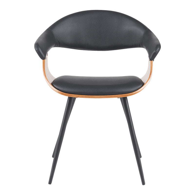 Πολυθρόνα Austen PU Μαύρο-Ξύλο Καρυδί-Μέταλλο Μαύρο 58x55x77