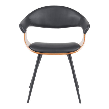 Πολυθρόνα Austen PU Μαύρο-Ξύλο Καρυδί-Μέταλλο Μαύρο 58x55x77