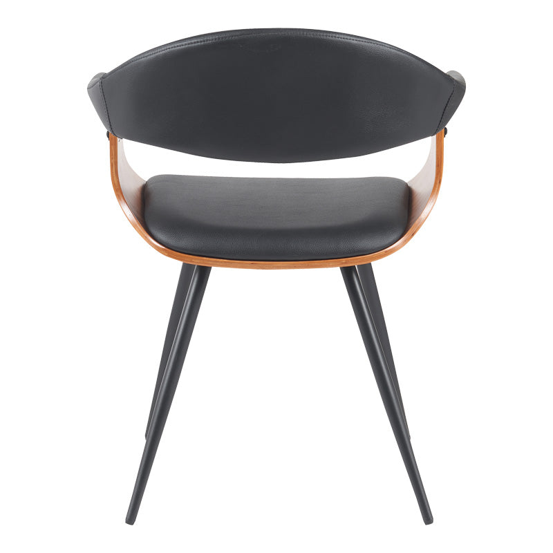 Πολυθρόνα Austen PU Μαύρο-Ξύλο Καρυδί-Μέταλλο Μαύρο 58x55x77