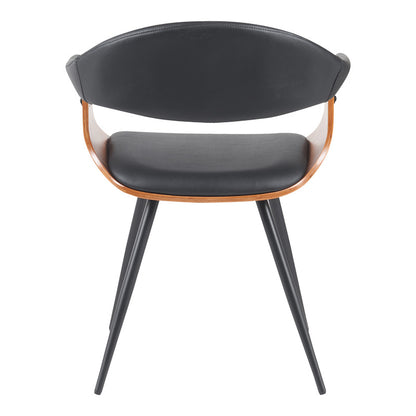 Πολυθρόνα Austen PU Μαύρο-Ξύλο Καρυδί-Μέταλλο Μαύρο 58x55x77