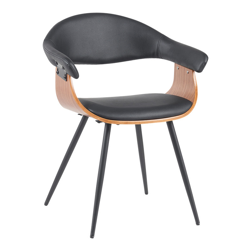 Πολυθρόνα Austen PU Μαύρο-Ξύλο Καρυδί-Μέταλλο Μαύρο 58x55x77