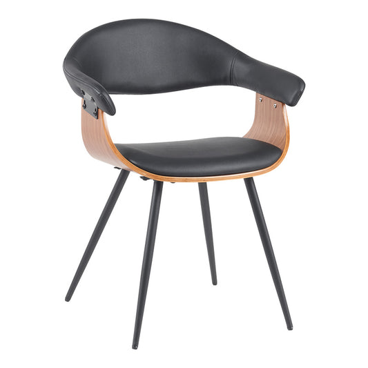 Πολυθρόνα Austen PU Μαύρο-Ξύλο Καρυδί-Μέταλλο Μαύρο 58x55x77