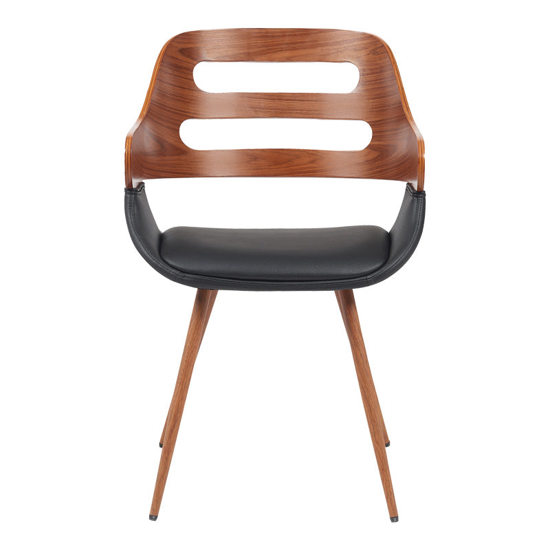 Πολυθρόνα Fern PU Μαύρο-Ξύλο Καρυδί Απόχρωση 52x59x80