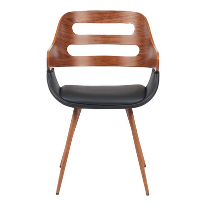 Πολυθρόνα Fern PU Μαύρο-Ξύλο Καρυδί Απόχρωση 52x59x80