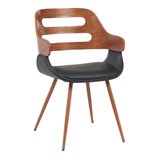 Πολυθρόνα Fern PU Μαύρο-Ξύλο Καρυδί Απόχρωση 52x59x80