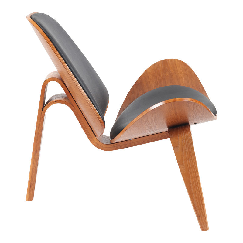 Πολυθρόνα Vilma PU Μαύρο - Plywood Καρυδί 90x76.5x74.5