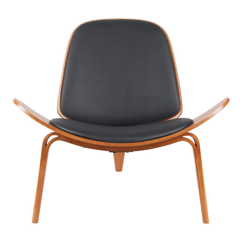 Πολυθρόνα Vilma PU Μαύρο - Plywood Καρυδί 90x76.5x74.5