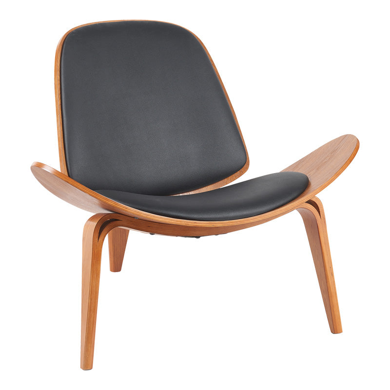 Πολυθρόνα Vilma PU Μαύρο - Plywood Καρυδί 90x76.5x74.5