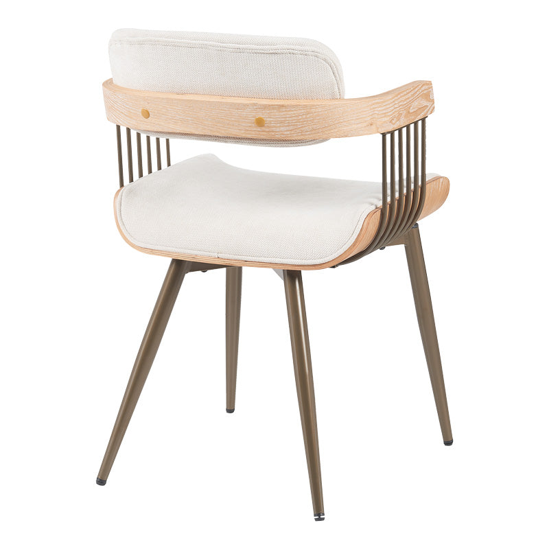 Πολυθρόνα Cameo Μέταλλο Μπρονζέ-White-Wash Ξύλο-Μπεζ Ύφασμα 53x49.5x75.5