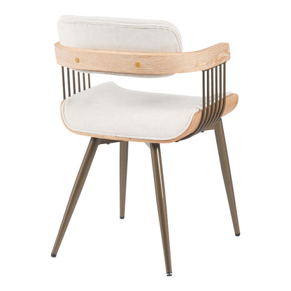 Πολυθρόνα Cameo Μέταλλο Μπρονζέ-White-Wash Ξύλο-Μπεζ Ύφασμα 53x49.5x75.5