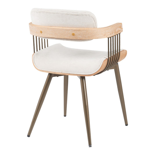 Πολυθρόνα Cameo Μέταλλο Μπρονζέ-White-Wash Ξύλο-Μπεζ Ύφασμα 53x49.5x75.5