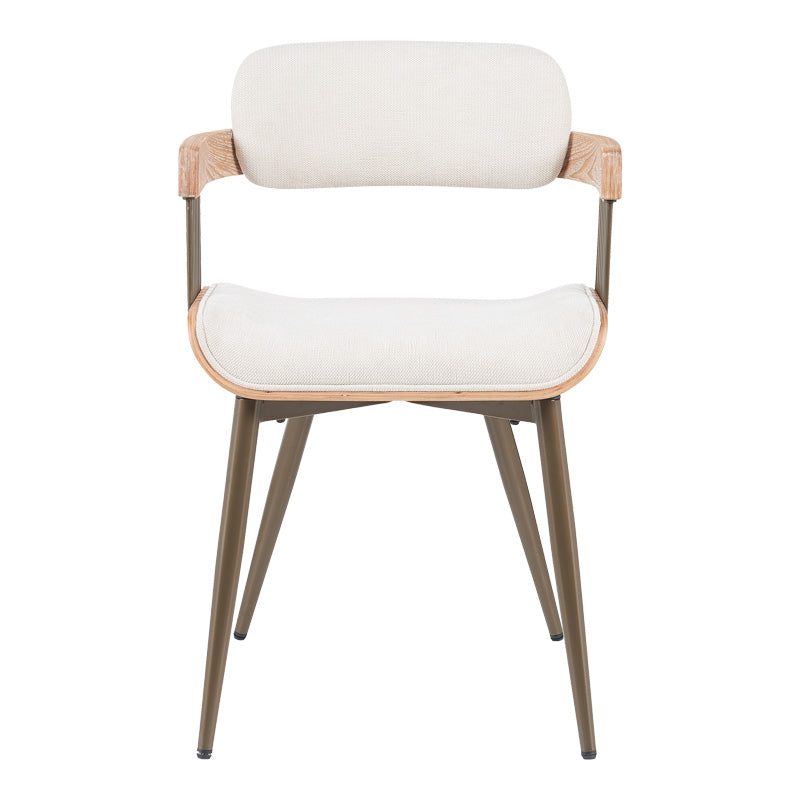 Πολυθρόνα Cameo Μέταλλο Μπρονζέ-White-Wash Ξύλο-Μπεζ Ύφασμα 53x49.5x75.5