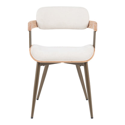 Πολυθρόνα Cameo Μέταλλο Μπρονζέ-White-Wash Ξύλο-Μπεζ Ύφασμα 53x49.5x75.5