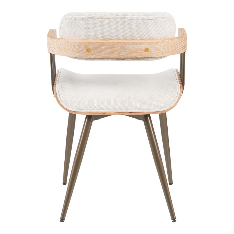 Πολυθρόνα Cameo Μέταλλο Μπρονζέ-White-Wash Ξύλο-Μπεζ Ύφασμα 53x49.5x75.5