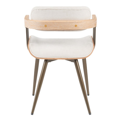 Πολυθρόνα Cameo Μέταλλο Μπρονζέ-White-Wash Ξύλο-Μπεζ Ύφασμα 53x49.5x75.5