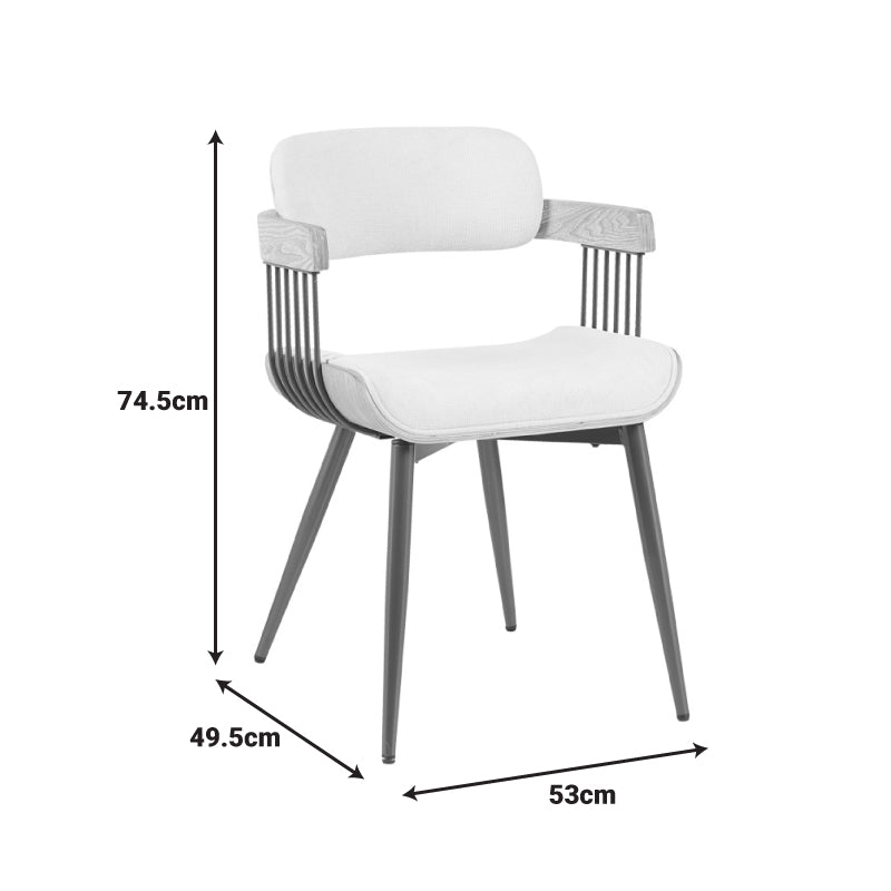 Πολυθρόνα Cameo Μέταλλο Μπρονζέ-White-Wash Ξύλο-Μπεζ Ύφασμα 53x49.5x75.5