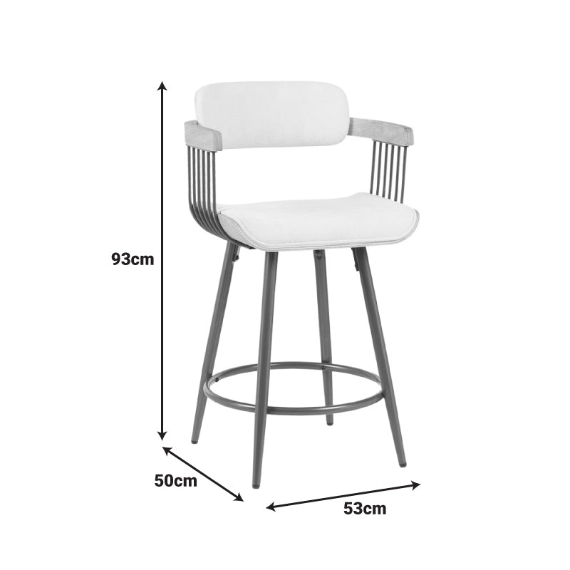 Σκαμπό Μπαρ Cameo Μέταλλο Μπρονζέ-White-Wash Ξύλο-Μπεζ Ύφασμα 53x50x93