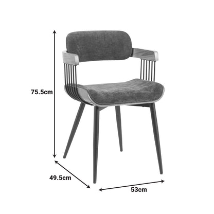 Πολυθρόνα Cameo Μέταλλο Μαύρο-Καρυδί Ξύλο-Ανθρακί Ύφασμα 53x49.5x75.5