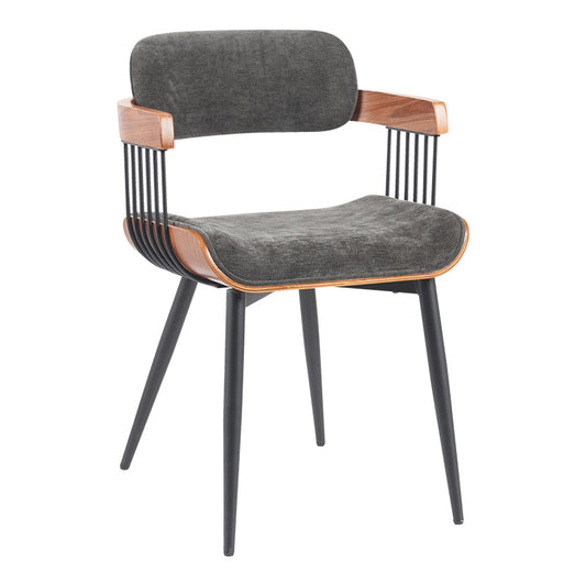 Πολυθρόνα Cameo Μέταλλο Μαύρο-Καρυδί Ξύλο-Ανθρακί Ύφασμα 53x49.5x75.5