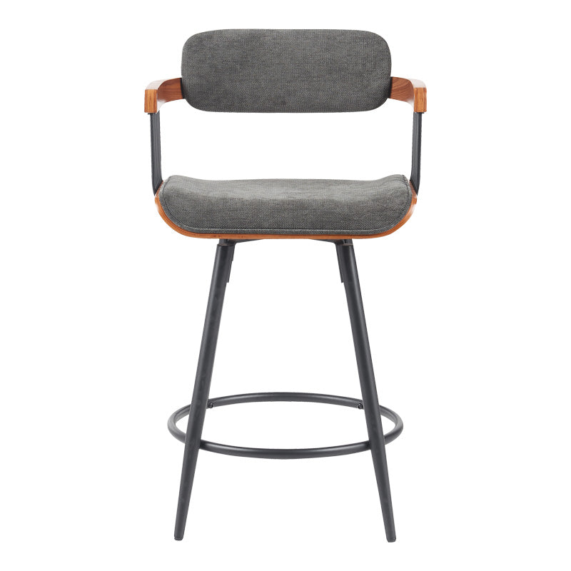 Σκαμπό Μπαρ Cameo Μέταλλο Μαύρο-Καρυδί Ξύλο-Ανθρακί Ύφασμα 53x50x93