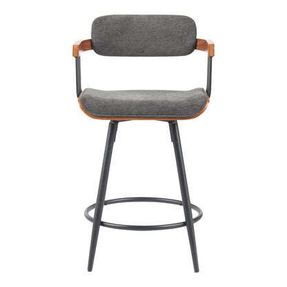 Σκαμπό Μπαρ Cameo Μέταλλο Μαύρο-Καρυδί Ξύλο-Ανθρακί Ύφασμα 53x50x93