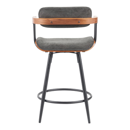 Σκαμπό Μπαρ Cameo Μέταλλο Μαύρο-Καρυδί Ξύλο-Ανθρακί Ύφασμα 53x50x93