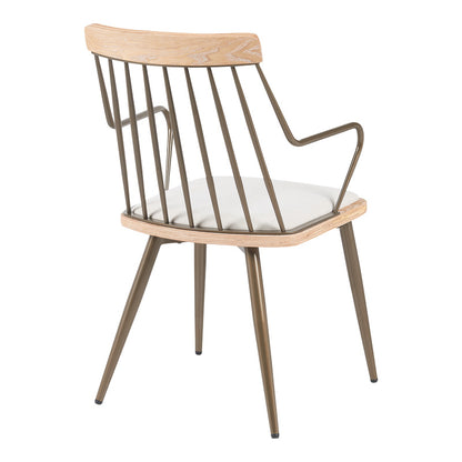 Πολυθρόνα Posse Μέταλλο Μπρονζέ-White Wash Ξύλο-Μπεζ Ύφασμα 52x59x83