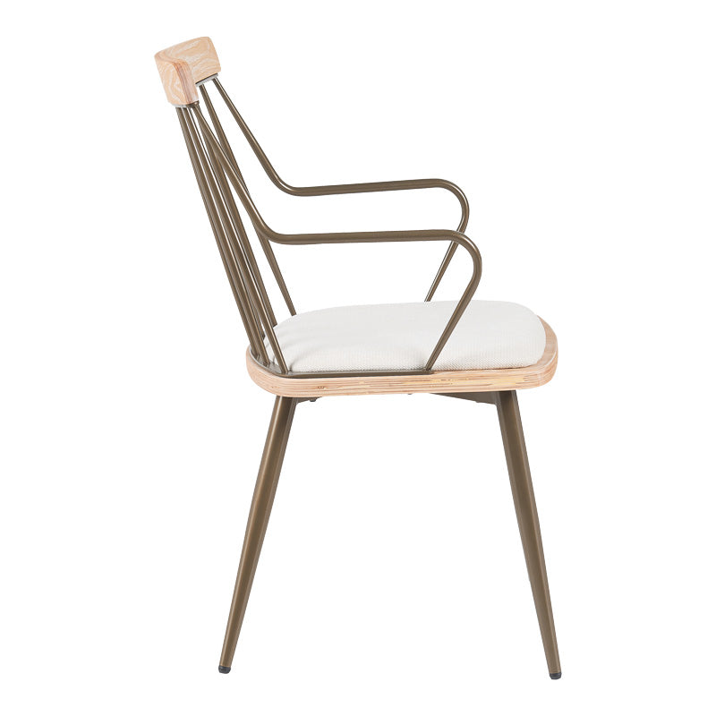 Πολυθρόνα Posse Μέταλλο Μπρονζέ-White Wash Ξύλο-Μπεζ Ύφασμα 52x59x83