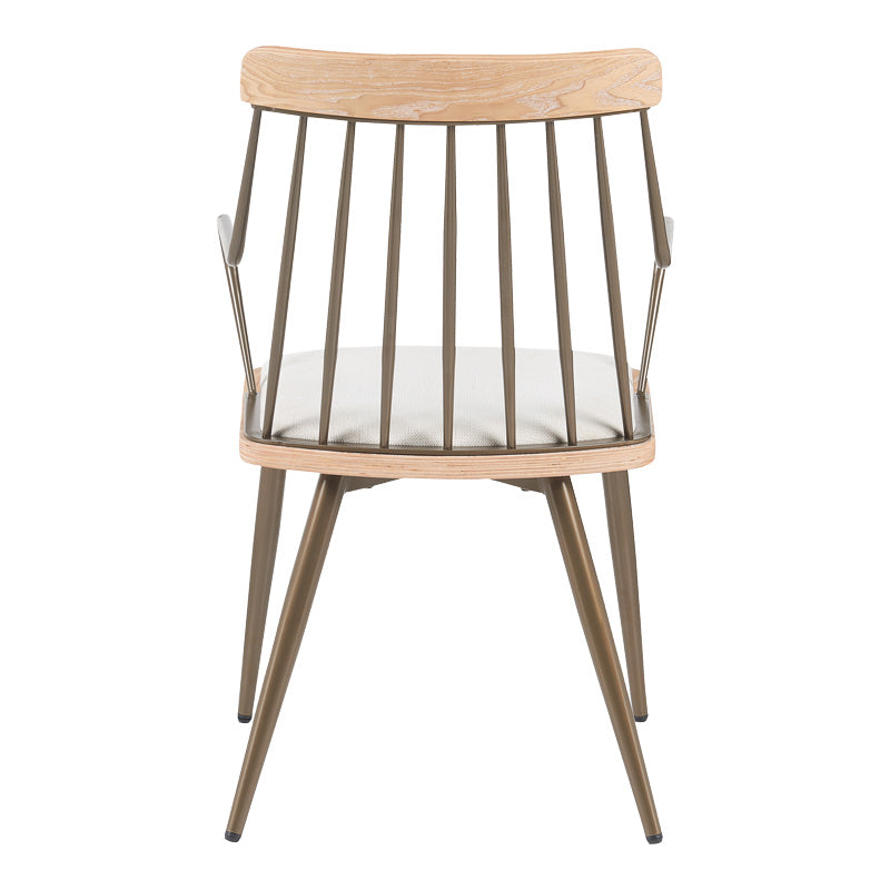 Πολυθρόνα Posse Μέταλλο Μπρονζέ-White Wash Ξύλο-Μπεζ Ύφασμα 52x59x83