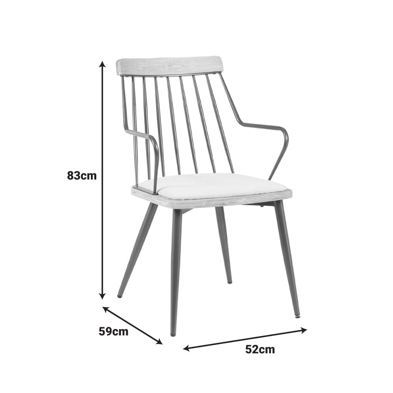 Πολυθρόνα Posse Μέταλλο Μπρονζέ-White Wash Ξύλο-Μπεζ Ύφασμα 52x59x83