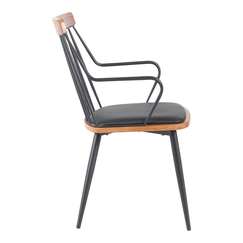Πολυθρόνα Posse Μέταλλο Μαύρο-Καρυδί Ξύλο-Μαύρο PU 52x59x83