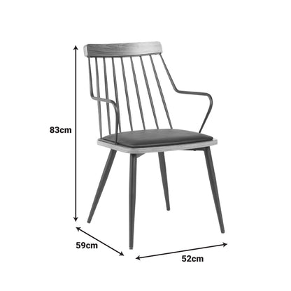 Πολυθρόνα Posse Μέταλλο Μαύρο-Καρυδί Ξύλο-Μαύρο PU 52x59x83