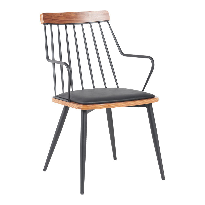 Πολυθρόνα Posse Μέταλλο Μαύρο-Καρυδί Ξύλο-Μαύρο PU 52x59x83